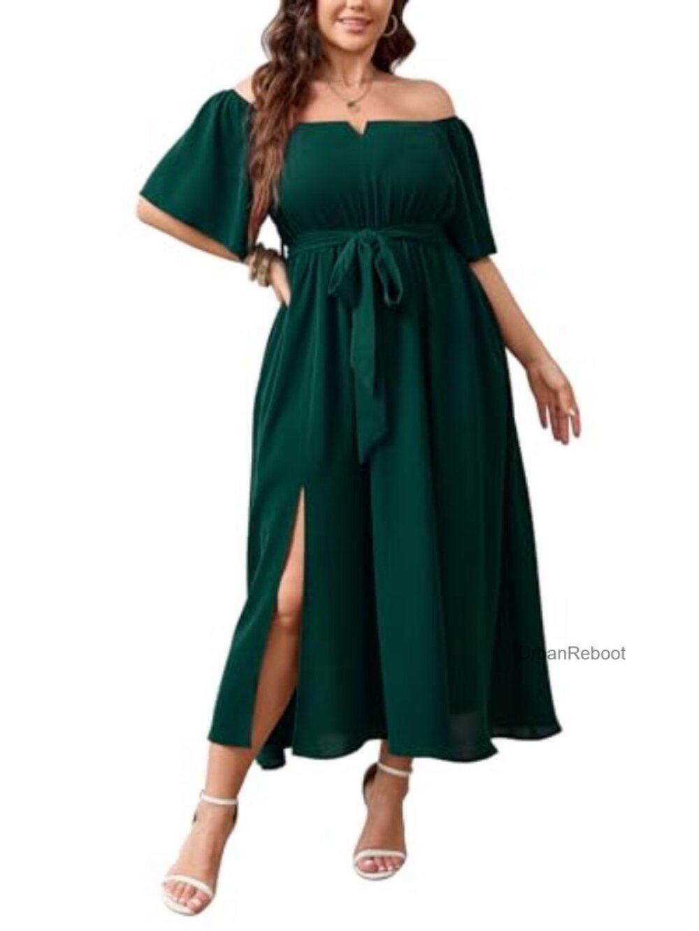 Plus Size Maxi Dress with Pockets Off Shoulder Formal
